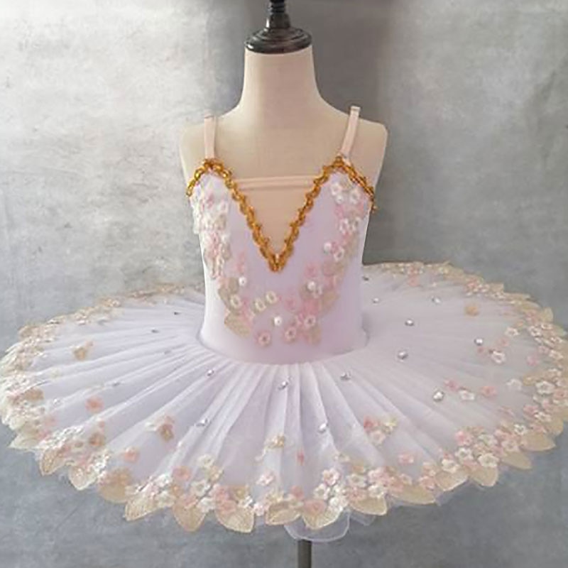 Ballet Tutu Dress Kids' Dancewear Crystal Lace Printing Embroidery Girls' Training Performance Sleeveless High Elastane Lace Tulle