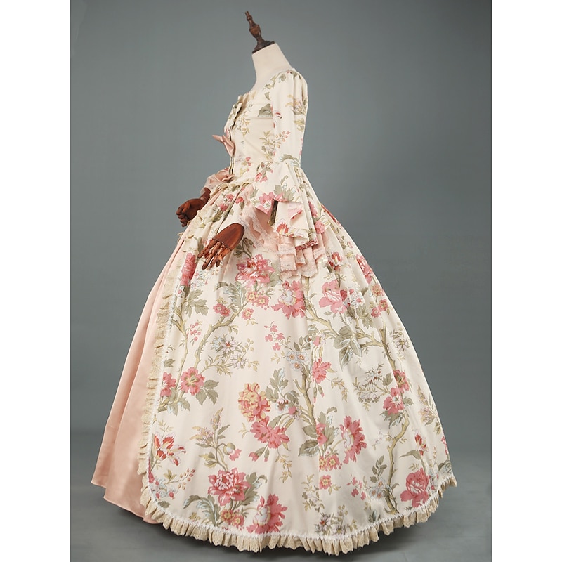 Rococo Baroque Victorian Floor Length Dress Prom Dress Flare Cuff Sleeve Princess Bridal Ball Gown Fancy Dress Halloween Carnival Masquerade Performance Wedding Carnival of Venice Dress2