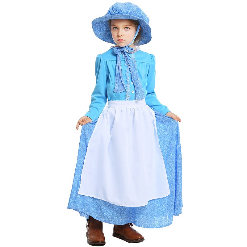 Retro Vintage Medieval 19th Century Prairie Dress Pioneer Girl Fancy Dress Girls' Children's Day Masquerade Event / Party Festival Kid's Dress Apron Hat3