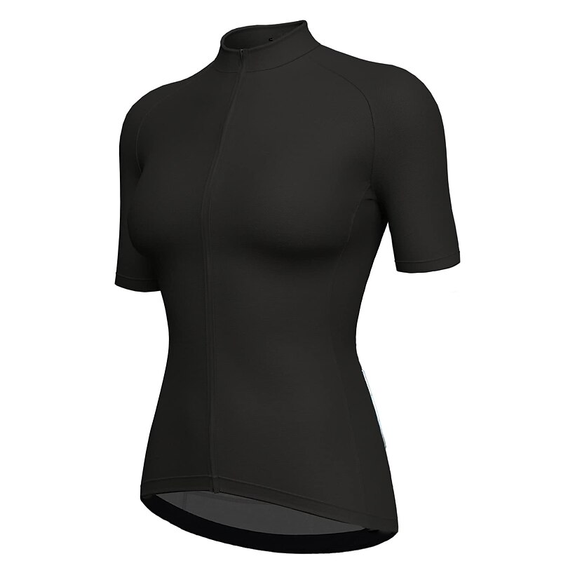 Women's Cycling Jersey Solid Color Short Sleeve Bike Jersey Top with 3 Rear Pockets Mountain Bike MTB Road Bike Cycling Quick Dry Reflective Strips Back Pocket Moisture Wicking Sports Black White2