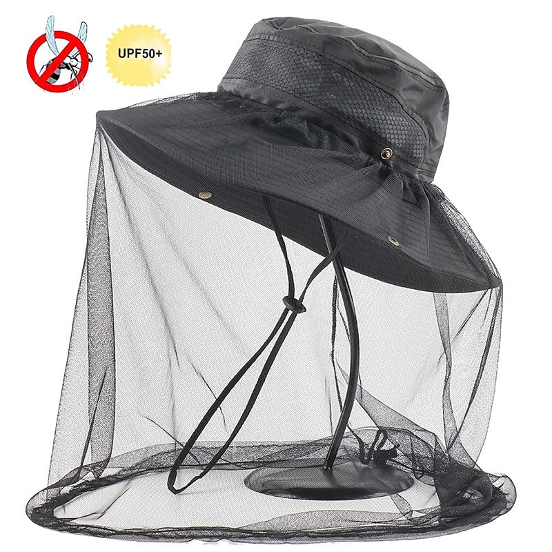 Men's Women's Sun Hat Hiking Hat Mosquito Head Net Hat 1 pcs Summer Outdoor Portable Anti-Mosquito Anti-Eradiation Comfortable Patchwork Polyester Army Green Khaki Dark Gray for Fishing3