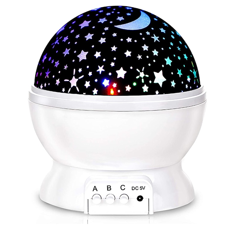 Star Sky Projector Night Light Lamp 360 Degree Rotating Desk Lamp 4 LED Lights 8 Colors Change with USB Cable for Kids Baby Bedroom and Party Decoration2