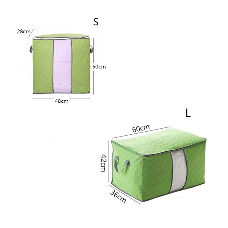 Quilt Storage Bag Moisture & Dust Proof Closet Organizer Non-Woven Blanket Pillow Storage Large Mobile Clothe Visible Bag2