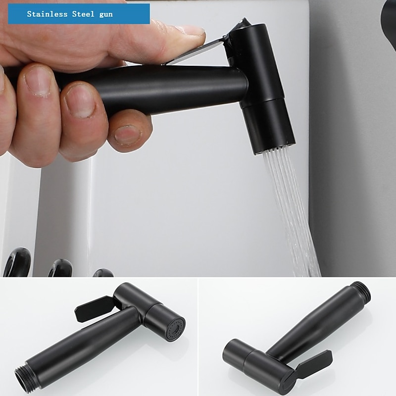 304 Stainless Steel ABS Hand-held Bidet Simple Black Shower Sprayer Wash Butt Hand Wash Black Toilet Companion Spray Gun4