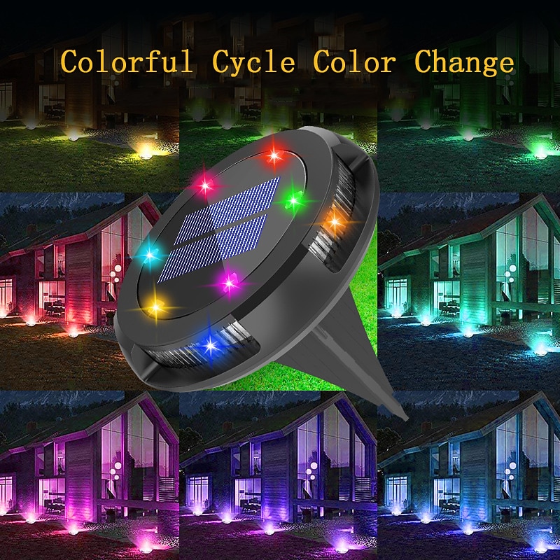 4pcs Solar Lawn Ground Lights Outdoor Waterproof Colorful LED Garden Light Sidewalk Steps Lawn Lighting Landscape Patio Decoration Lamp2