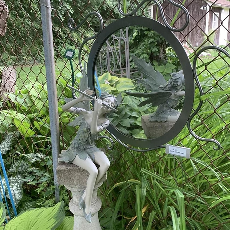 Garden Flute Flower Fairy Statue Resin Craft Landscaping Sculpture Art Yard Figurine Sitting Garden Home Ornament Decoration4
