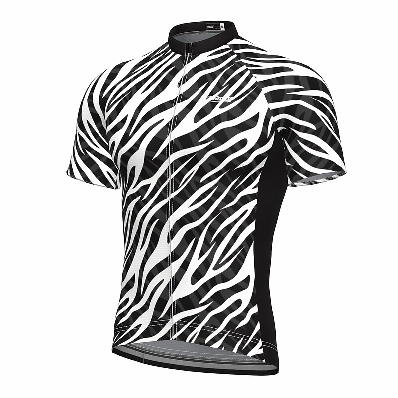 Men's Cycling Jersey Zebra Short Sleeve Bike Jersey Top with 3 Rear Pockets Mountain Bike MTB Road Bike Cycling Quick Dry Reflective Strips Back Pocket Moisture Wicking Sports Red Black White3