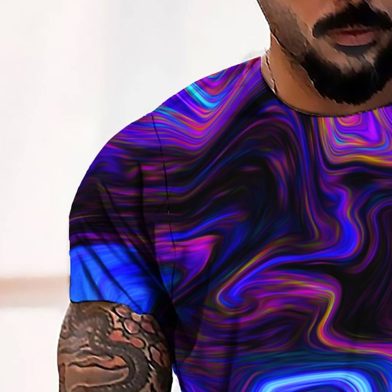 Men's Graphic T Shirt Tee Short Sleeve T shirt 3D Print Round Neck Shirt Fashion Cool Designer Casual Daily Weekend Blue Summer Clothing Apparel Normal S M L XL 2XL 3XL 4XL3