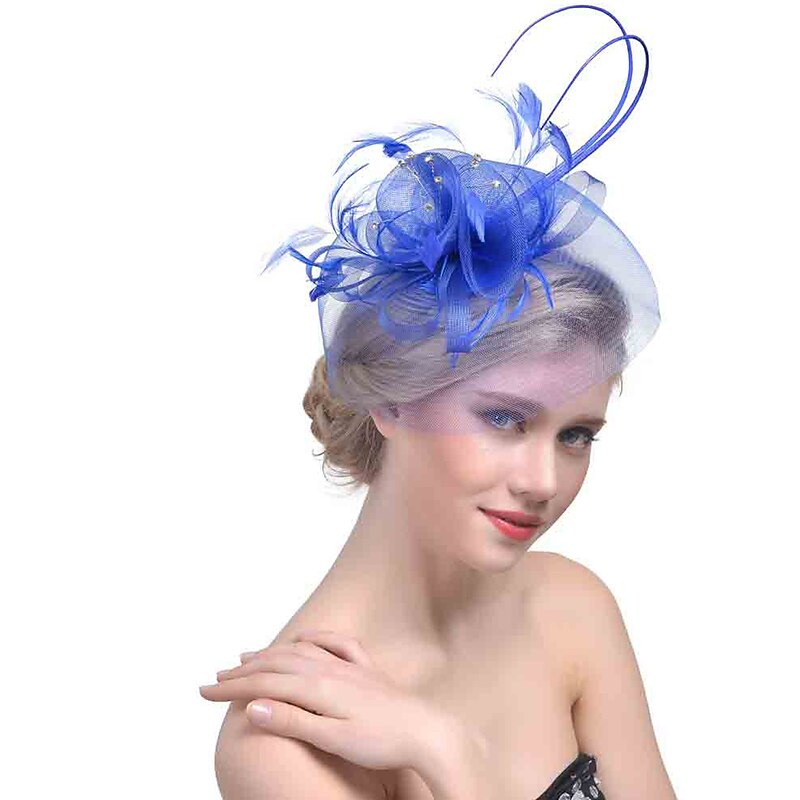 Fascinators Hats Headwear Organza Polyester / Polyamide Bucket Hat Party / Evening Holiday Vintage Style With Rhinestone Headpiece Headwear2