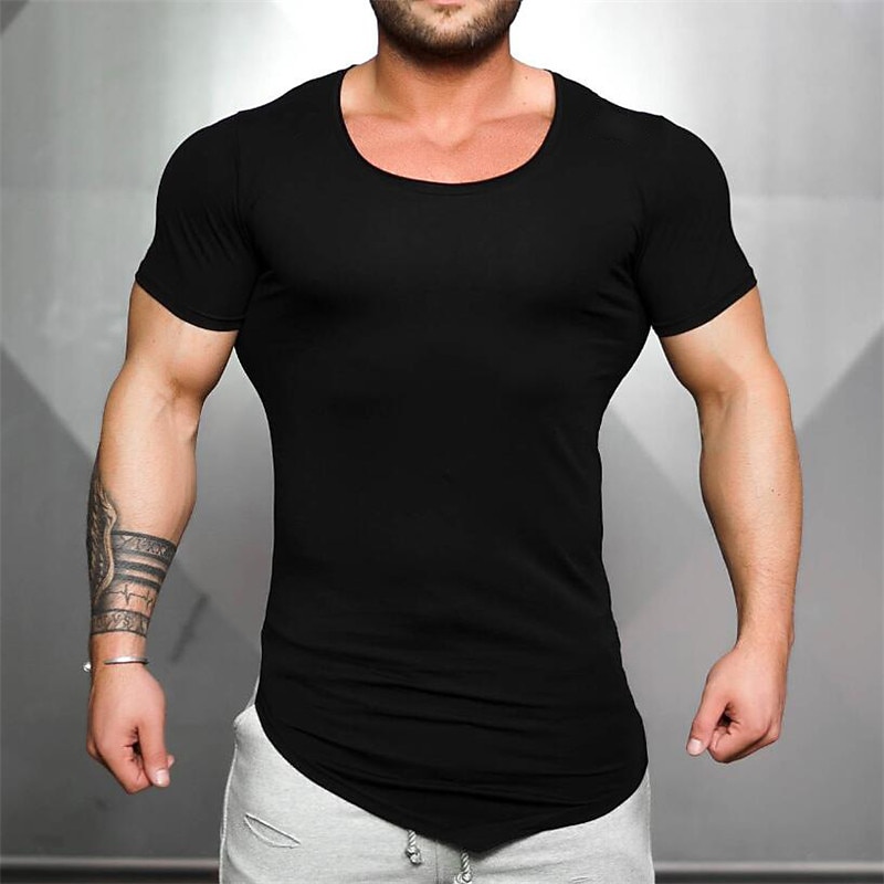 Men's T Shirt Short Sleeve Crew Neck Summer Plain Sports Fashion Lightweight Vacation Casual Holiday Black White Top Tee for Men3