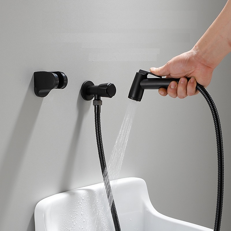 304 Stainless Steel ABS Hand-held Bidet Simple Black Shower Sprayer Wash Butt Hand Wash Black Toilet Companion Spray Gun - Main Image