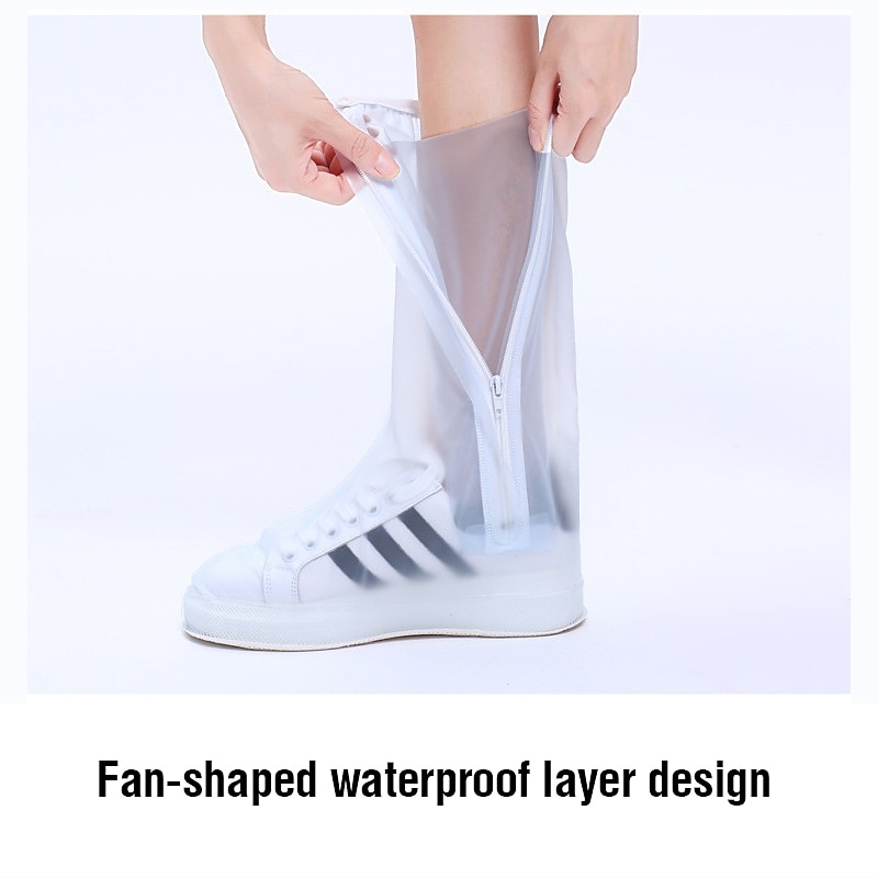 Clear Water Proof Shoe Cover Long Length Slip-resistant Zipper Rain Boots Overshoes Waterproof Rainy Days Useful Tools4