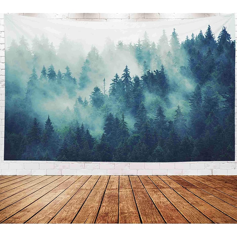 Wall Tapestry Art Decor Blanket Curtain Picnic Tablecloth Hanging Home Bedroom Living Room Dorm Decoration Polyster Forest Fog Tree Views3