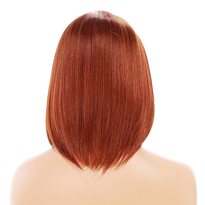 Short Red Wave Wig Women's Straight Hair Ginger Synthetic Wig Natural Look Synthetic Full Hair Suitable for Cosplay Part Halloween Daily Use3