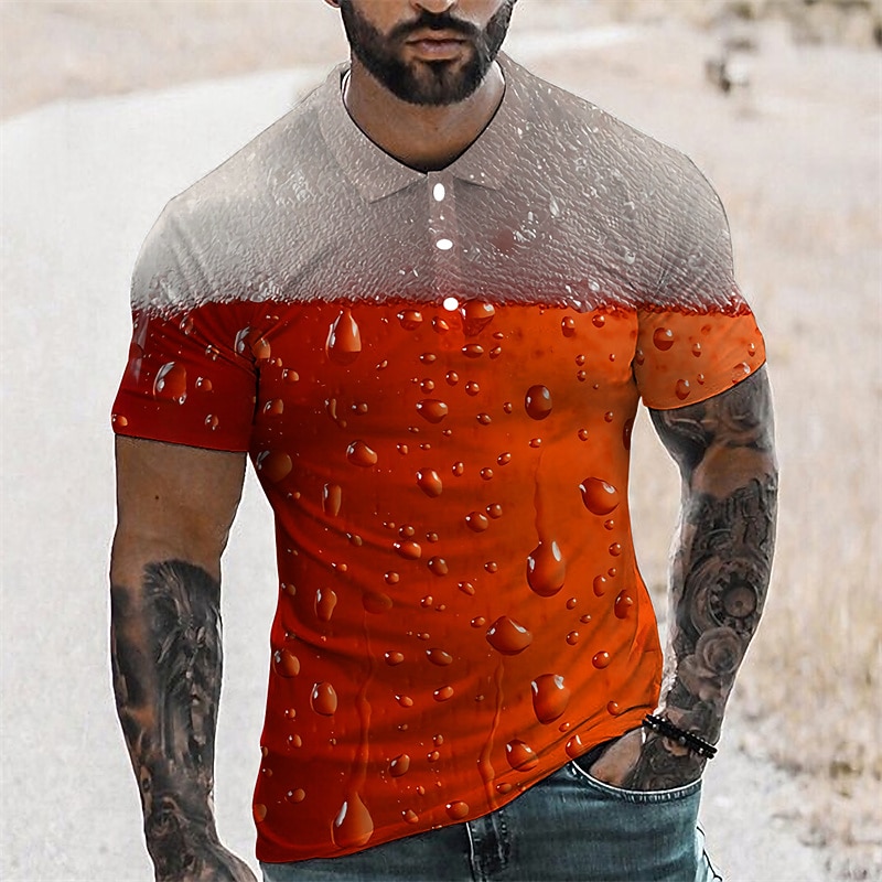 Oktoberfest Men's Polo Shirt Tennis Shirt Golf Shirt Graphic Prints Beer Collar Yellow Light Green Red Navy Blue Light Purple 3D Print Street Casual Short Sleeve Button-Down Clothing Apparel Fashion 5