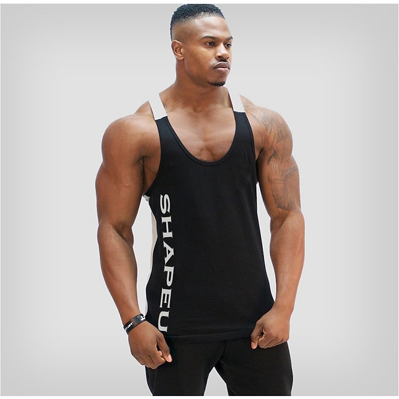 Men's Running Tank Top Workout Tank Singlet Sleeveless Tee Tshirt Street Casual Letter Quick Dry Breathable Gym Workout Running Yoga Sportswear Activewear Black Army Green Red4