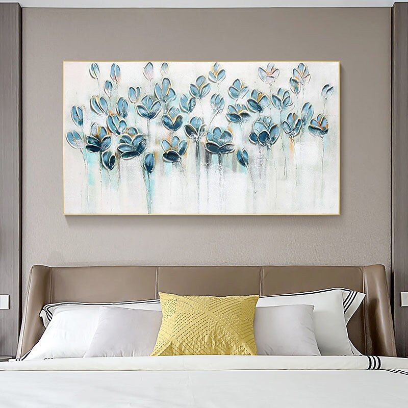 Oil Painting Handmade Hand Painted Wall Art Modern Abstract Blue Texture Flowers Home Decoration Decor Rolled Canvas No Frame Unstretched3