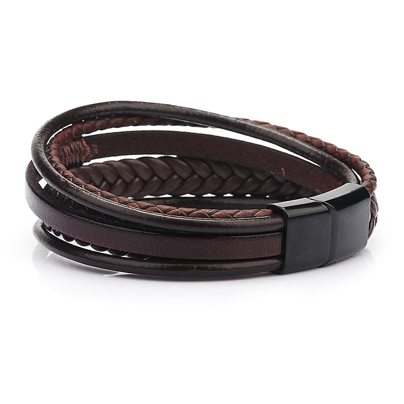 Men's Leather Bracelet Classic Imagine Stylish Simple Ethnic Fashion Casual / Sporty Leatherette Bracelet Jewelry Black / Brown For School Gift Daily Prom Festival3