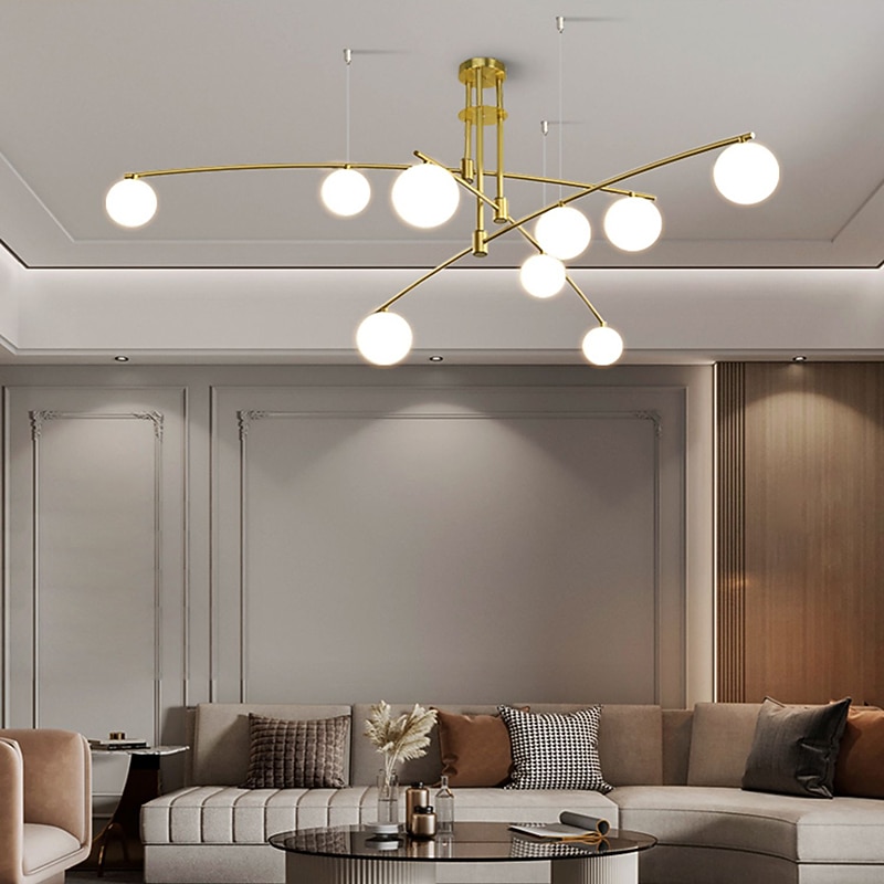 145 cm Cluster Design Chandelier LED Pendant Light Glass Sputnik Electroplated Painted Finishes Contemporary Nordic Style 220-240V