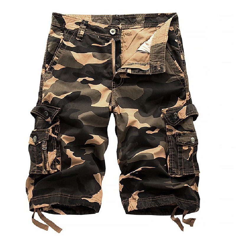 Men's Cargo Shorts Hiking Shorts Leg Drawstring Multi Pocket Multiple Pockets Camouflage Outdoor Breathable Knee Length Casual Daily Streetwear Stylish Black Green Camouflage Blue Micro-elastic4