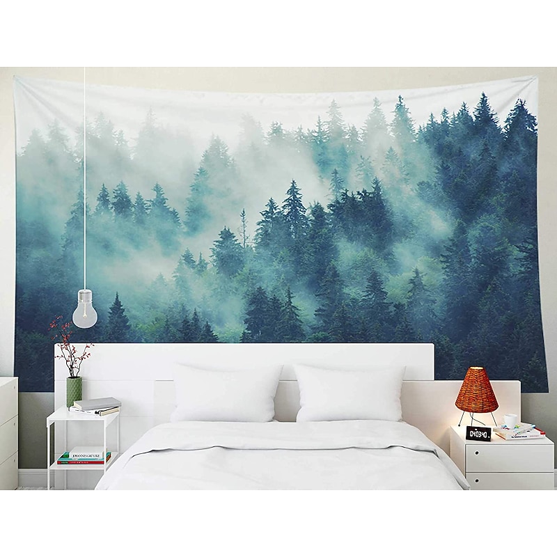 Wall Tapestry Art Decor Blanket Curtain Picnic Tablecloth Hanging Home Bedroom Living Room Dorm Decoration Polyster Forest Fog Tree Views2