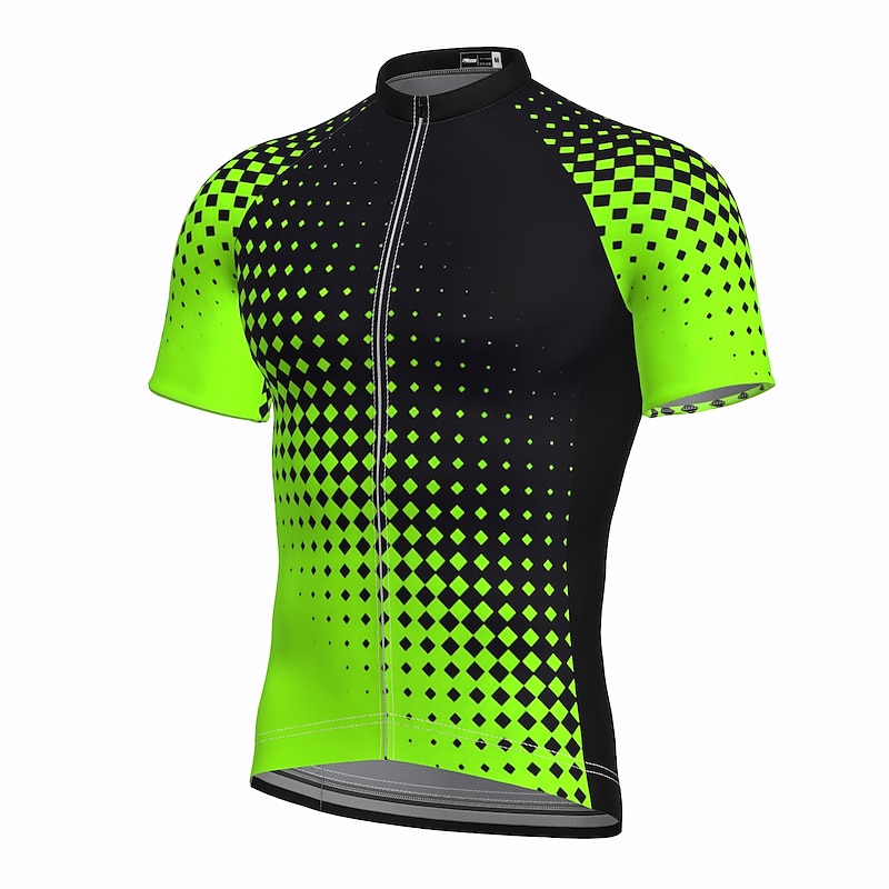 Men's Cycling Jersey Polka Dot Gradient Short Sleeve Bike Jersey Top with 3 Rear Pockets Mountain Bike MTB Road Bike Cycling Quick Dry Reflective Strips Back Pocket Moisture Wicking Sports Yellow Red4