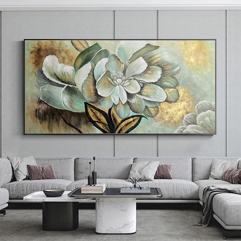 Mintura Handmade Oil Painting On Canvas Wall Art Decoration Modern Abstract Flower Picture For Home Decor Rolled Frameless Unstretched Painting