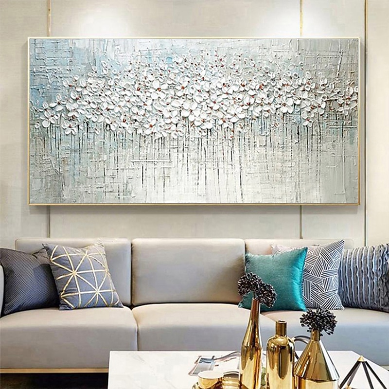 Handmade Oil Painting Canvas Wall Art Decoration Palette Knife Painting Classic White Plum Blossom for Home Decor Rolled Frameless Unstretched Painting3