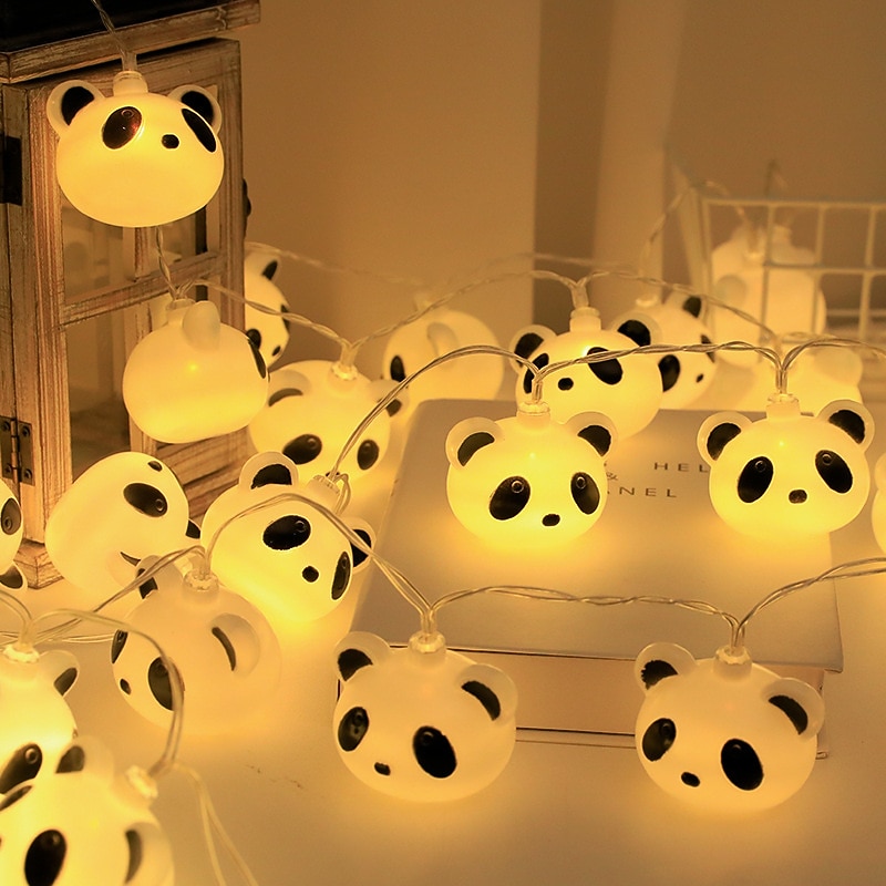 LED Panda Fairy String Lights 1.5m/4.92FT 10leds Battery or USB Powered Christmas Room Bedroom Holiday Decoration Cartoon Panda Lantern2