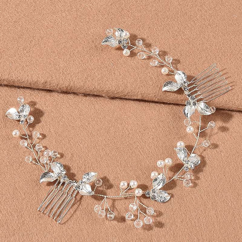 Hair Combs Headdress Headpiece Alloy Wedding Special Occasion Wedding Bridal With Imitation Pearl Crystals / Rhinestones Headpiece Headwear dress to impress4