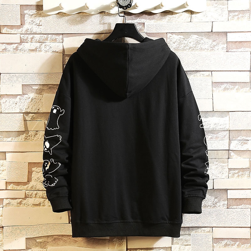 Men's Graphic Cartoon Hoodie Hoodies Sweatshirt Cool Casual Long Sleeve Hooded Casual Black White Print Front Pocket Winter Spring &  Fall Designer2