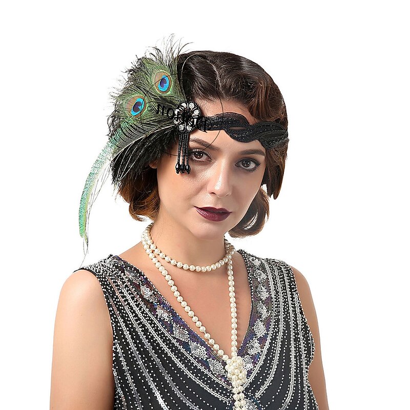 Vintage Roaring 20s 1920s Feathers Headband The Great Gatsby Charleston Wedding Guest Feather Fancy Dress Women's Party Prom Wedding Party Adults' Headwear All Seasons2