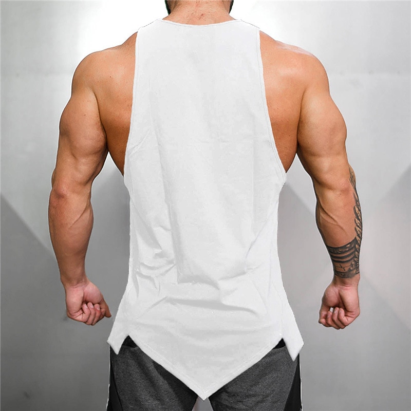 Men's Tank Top Vest Top Undershirt Sleeveless U Neck Summer Plain Stylish Muscle Workout Irregular Hem Vacation Sport Daily Black White Red Top Tee for Men2