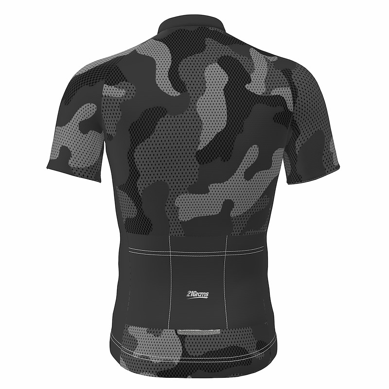 Men's Cycling Jersey Geometric Camo / Camouflage Short Sleeve Bike Jersey Top with 3 Rear Pockets Mountain Bike MTB Road Bike Cycling Quick Dry Reflective Strips Back Pocket Moisture Wicking Sports3