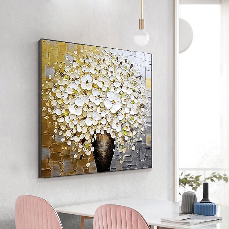 Handmade Oil Painting Canvas Wall Art Decoration Palette Knife Painting Colorful Cherry Blossoms for Home Decor Rolled Frameless Unstretched Painting3