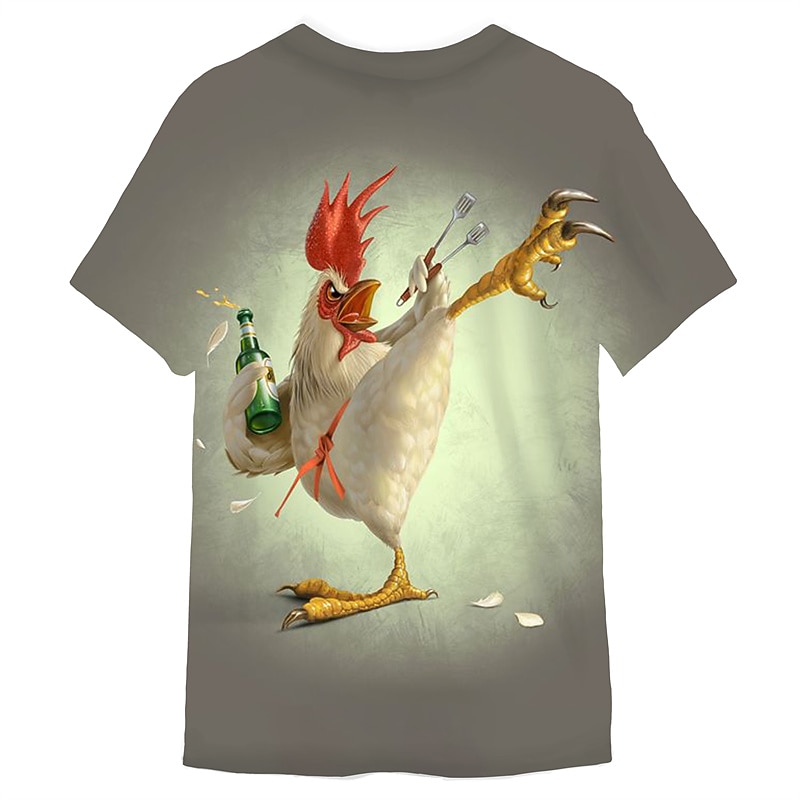 Veterans Day Men's Patriot Patriotic Veteran Animal Beer Chicken T shirt Funny T Shirts Short Sleeve T shirt 3D Print Crew Neck Shirt Designer Cartoon Classic Outdoor Casual Daily White / Green Red3