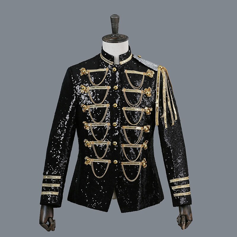 Retro Vintage Rococo Medieval Masquerade Suits & Blazers Lapel Collar Blazer Prince Aristocrat Sequins Sequin Fancy Dress Men's Halloween Carnival Masquerade Party Evening Wear Prom Carnival of Venice2