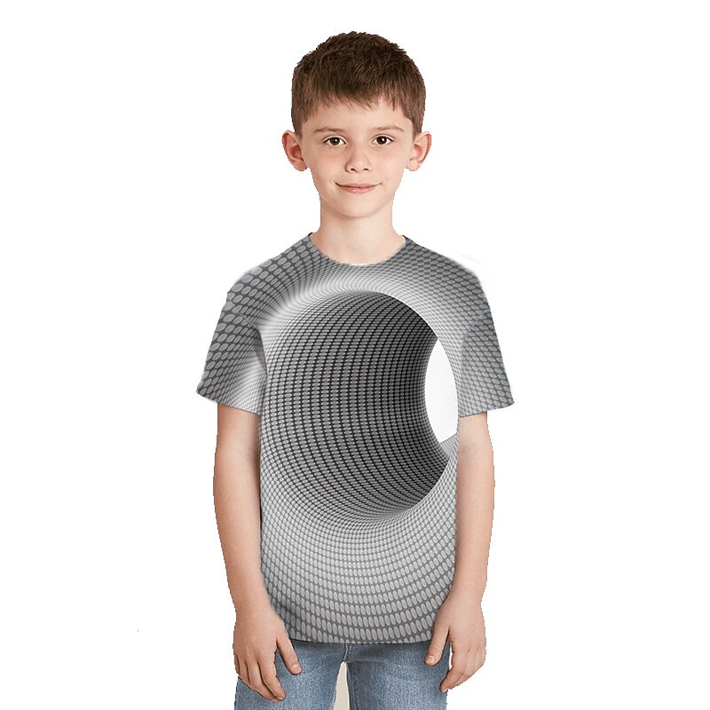 Boys 3D Optical Illusion T shirt Short Sleeve 3D Print Summer Spring Active Sports Fashion Kids 3-12 Years Outdoor Daily Indoor Regular Fit