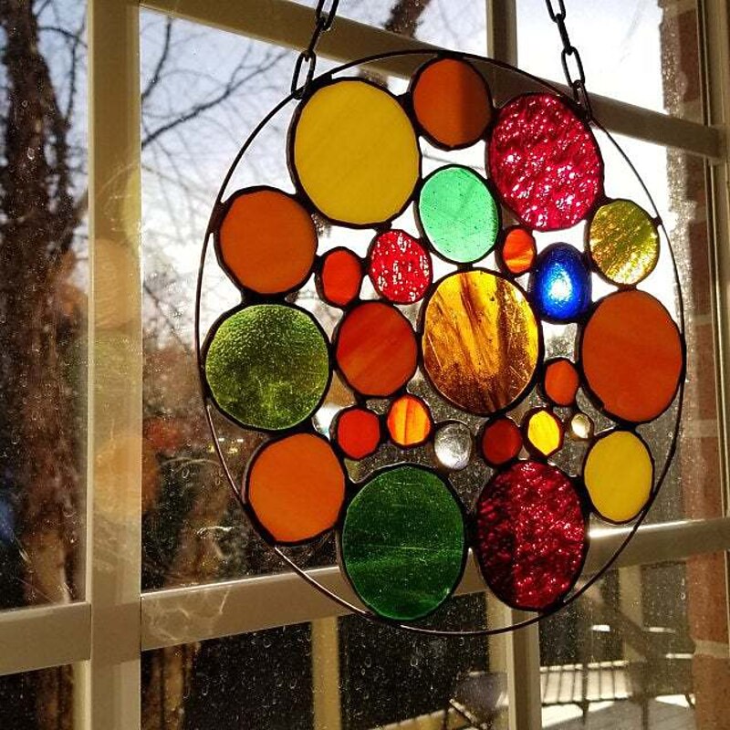 Stained Suncatcher Colorful Handicraft Pendant Creative Outdoor Garden Landscape Decoration Pendant2