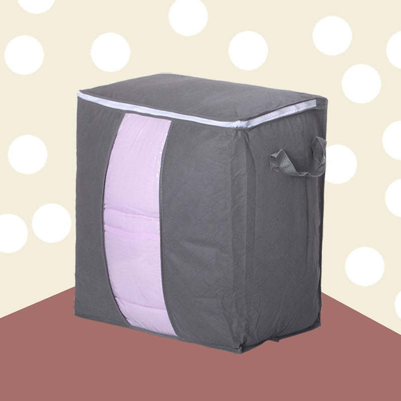 Quilt Storage Bag Moisture & Dust Proof Closet Organizer Non-Woven Blanket Pillow Storage Large Mobile Clothe Visible Bag4