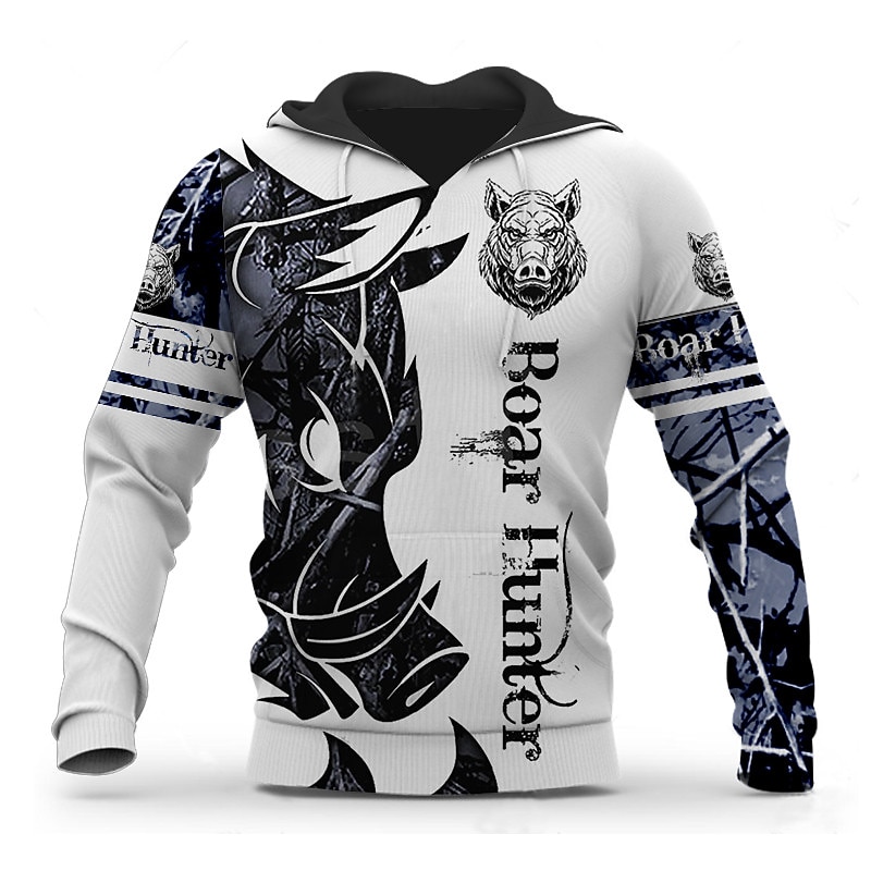 Men's Graphic Animal Color Block Knights Templar Hoodie Hoodies Sweatshirt Streetwear Designer Long Sleeve Hooded Sports & Outdoor Daily Black And White Light Khaki. Print Spring &  Fall Designer3