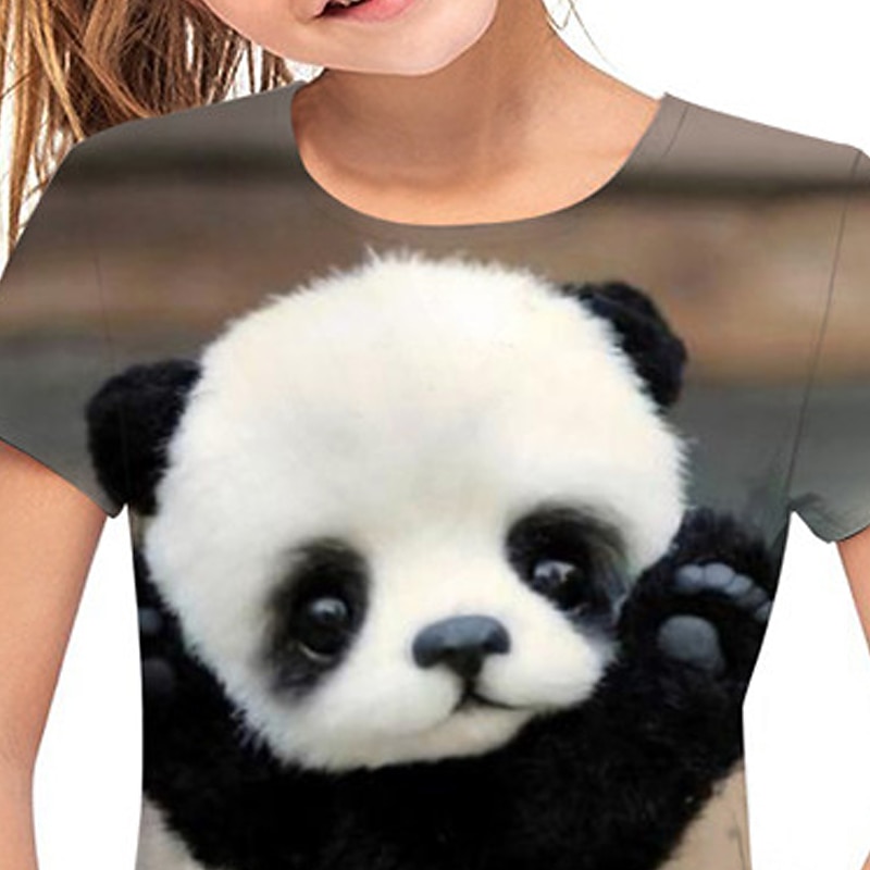 Kids Girls' T shirt Animal Outdoor 3D Print Short Sleeve Active 3-12 Years Spring Black3