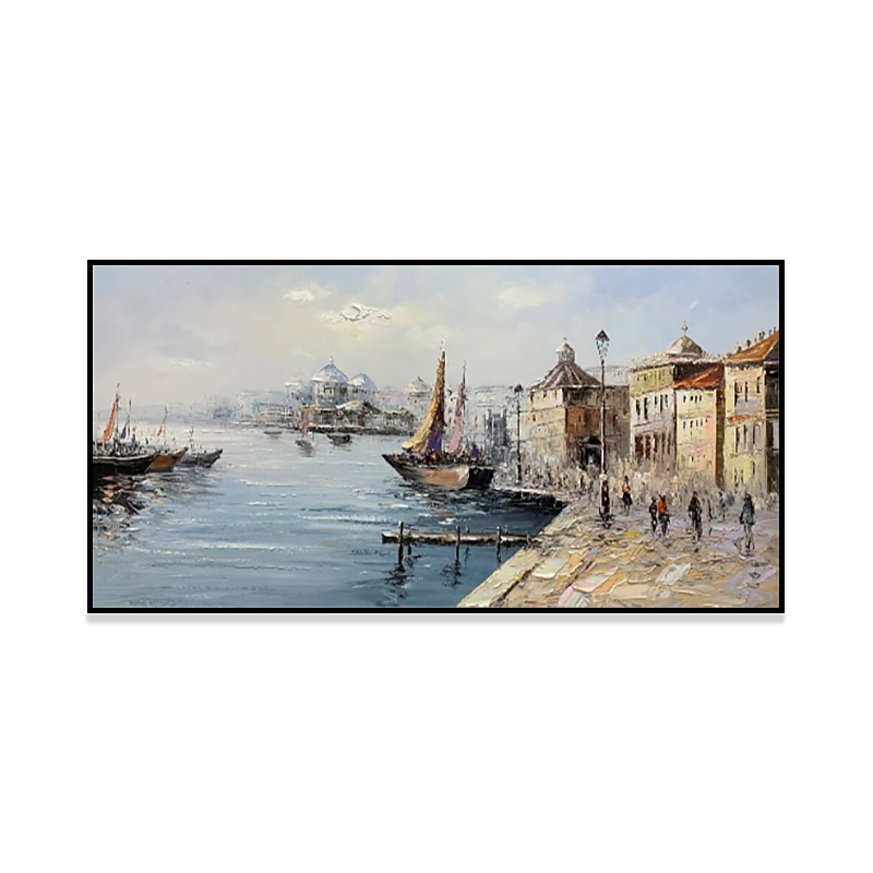 Handmade Oil Painting canvas Wall Art Decoration Retro russian Buildings Landscape Street View Seascape for Home Decor Rolled Frameless Unstretched Painting3