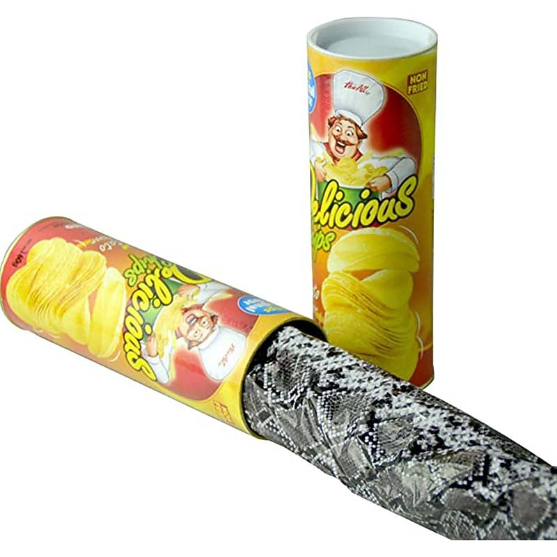 April Fool's Day Gift Tricky Toy Spoof Potato Chip Snake Bouncing Snake Startle Tricky Potato Chip Bucket Snake 2pcs Yellow2