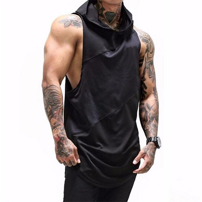 Men's Tank Top Vest Top Undershirt Sleeveless Shirt Sleeveless Hooded Summer Plain Sports Fashion Lightweight Vacation Casual Holiday Black White Army Green Top Tee for Men2