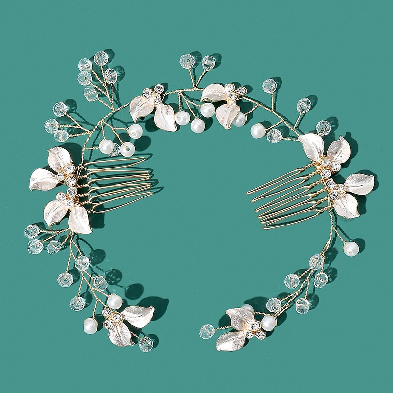Hair Combs Headdress Headpiece Alloy Wedding Special Occasion Wedding Bridal With Imitation Pearl Crystals / Rhinestones Headpiece Headwear dress to impress2
