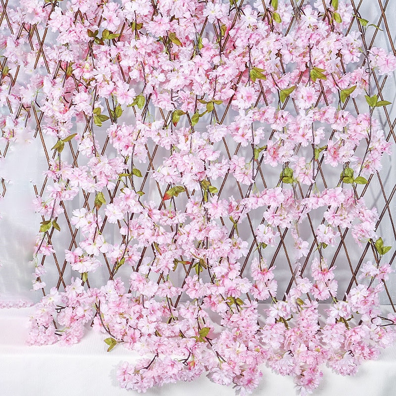 Sakura Rattan Simulation Flower Silk Flower Shape Wedding Decoration Home Venue Decoration,Fake Flowers For Wedding Arch Garden Wall Home Party Hotel Office Arrangement Decoration2