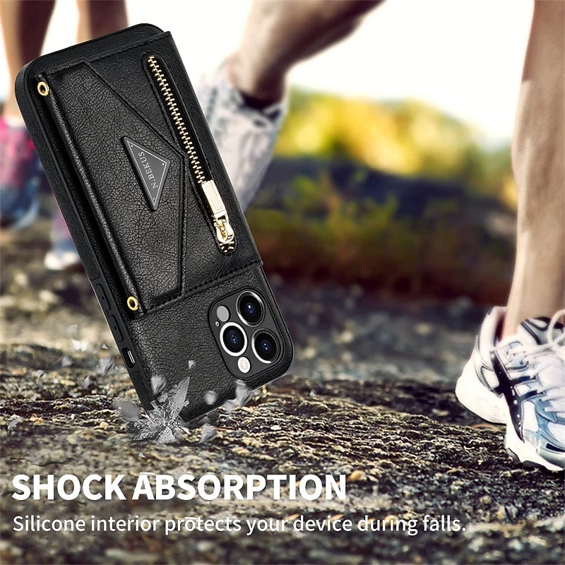 Phone Case For iPhone 17 Pro Max 17 Air 16 15 14 Pro Max Plus 16e 13 12 11 Pro Max Mini Wallet Case with Lanyard Card Slot Shockproof Solid Color PU Leather3