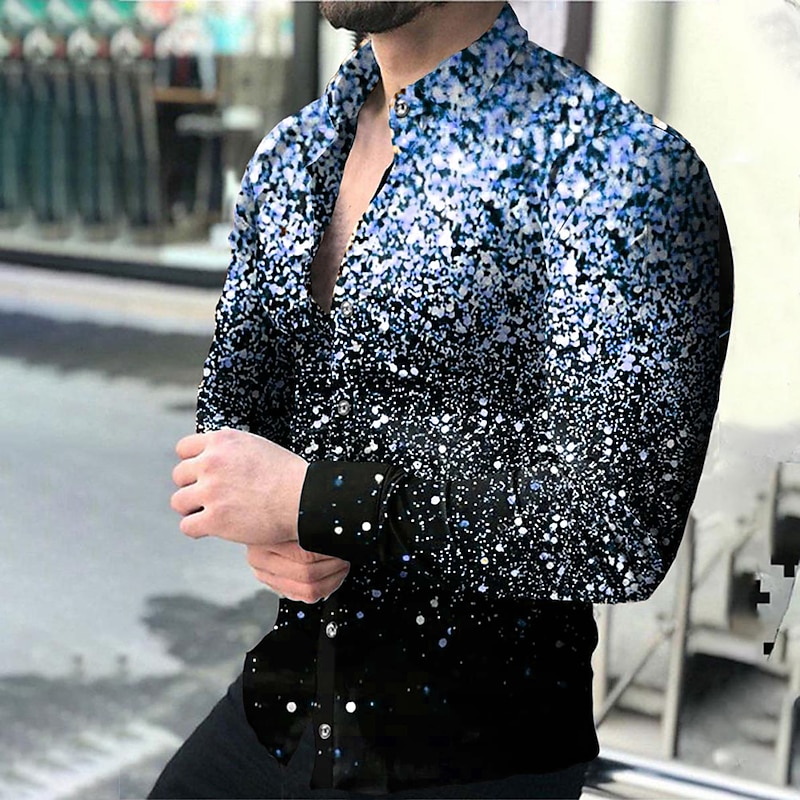 Men's Geometric Pattern 3D Constellation Shirt Long Sleeve Fashion Designer Casual Outdoor Casual Holiday Summer Spring Turndown Print Button-Down Pink Red Blue Purple Gold3