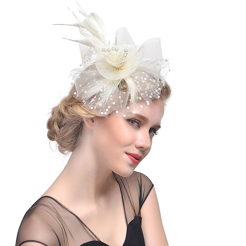 Fascinators Kentucky Derby Hat Headwear Organza Polyester / Polyamide Bucket Hat Party Holiday Melbourne Cup Cocktail Royal Astcot With Feather MiniSpot Headwear3